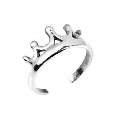 925 Sterling Silver Crown Toe Ring